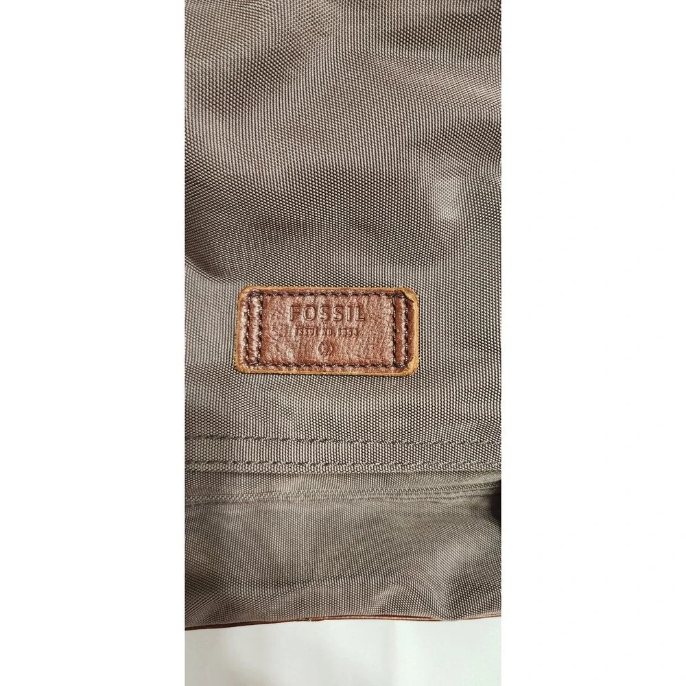 Fossil Canyon Brown Nylon Leather Trim Messenger Bag Crossbody Utility Travel